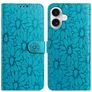 Mobigear Flowers iPhone 17 Klapphülle Portemonnaie - Blau