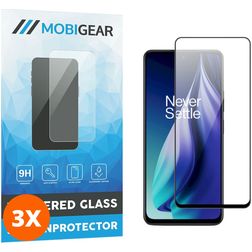 Mobigear Premium OnePlus Nord N30 SE Panzerglas Gehärtetes Glas Displayschutz - Hüllenfreundlich - Schwarz (3er Pack)