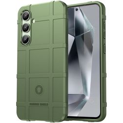 Mobigear Rugged Shield Samsung Galaxy S24 FE Hülle Flexibles TPU Backcover Stoßfest - Grün