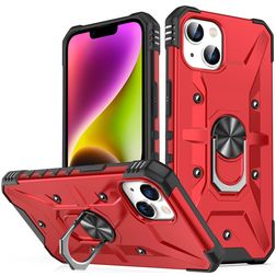 Mobigear Armor Ring iPhone 14 Plus Hülle Hardcase Backcover Stoßfest mit Ringhalter - Rot