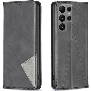 Mobigear Rhombus Slim Samsung Galaxy S23 Ultra Klapphülle - Schwarz