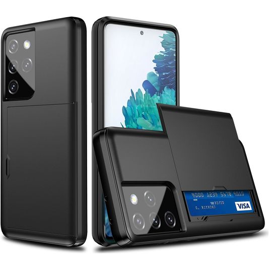 Mobigear Brushed Credit Card Slot Case Black Samsung Galaxy S21 Ultra