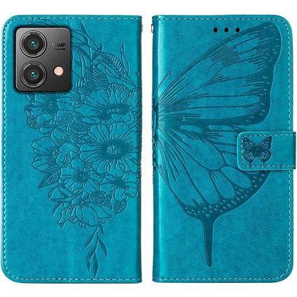 Mobigear Butterfly Motorola Moto G84 Klapphülle Portemonnaie - Blau
