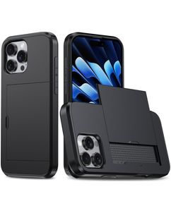 Mobigear Card iPhone 16 Pro Hülle Hardcase Backcover Stoßfest mit Kartenhalter - Schwarz