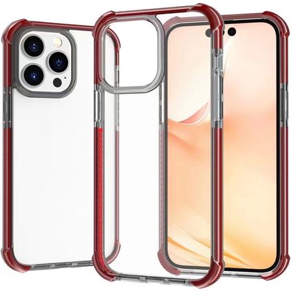 Mobigear Full Bumper iPhone 14 Plus Hülle Hardcase Backcover Stoßfest - Transparent / Rot