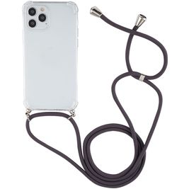 Mobigear Lanyard iPhone 12 Pro Max Flexibles TPU Handykette - Transparent / Grau
