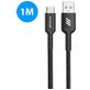 Mobigear Nylon USB-A auf USB-C Kabel 1 Meter - Schwarz