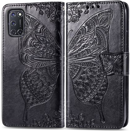 Mobigear Butterfly OPPO A52 Hülle Klapphülle Geldbörse - Schwarz