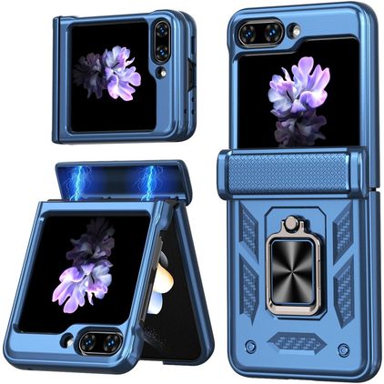 Mobigear Armor ring Samsung Galaxy Z Flip 7 FE Hülle Hardcase Backcover Stoßfest mit Ringhalter - Blau