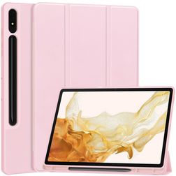 Mobigear Tri-Fold Gel Samsung Galaxy Tab S9 Plus Hülle TPU,Kunstleder Klapphülle + Stifthalter - Pink