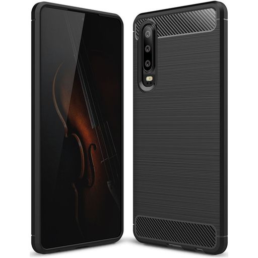 Mobigear Brushed Slim Huawei P30 Hülle Flexibles TPU Backcover - Schwarz