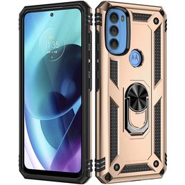 Mobigear Armor Ring Motorola Moto G71 5G Hülle Hardcase Backcover Stoßfest mit Ringhalter - Gold