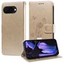 Mobigear Flowers Google Pixel 9a Hülle Klapphülle Geldbörse - Gold