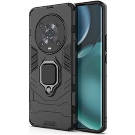 Mobigear Armor Ring HONOR Magic 4 Pro Hülle Hardcase Backcover Stoßfest mit Ringhalter - Schwarz
