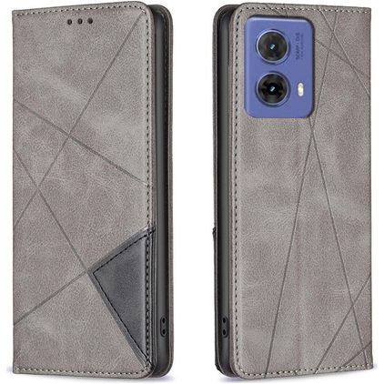 Mobigear Rhombus Slim Motorola Moto G85 Hülle Klapphülle - Grau