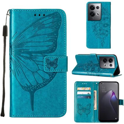 Mobigear Butterfly OPPO Reno 8 Pro 5G Hülle Klapphülle Geldbörse - Blau