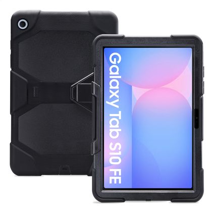 Xccess Survivor Essential Samsung Galaxy Tab S10 FE Hülle Kunststoff,Silikon Backcover + Ständer - Schwarz