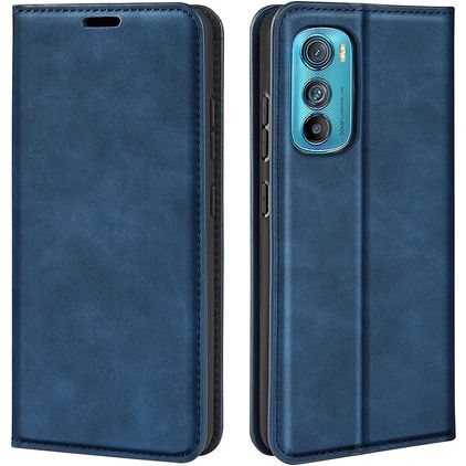 Mobigear Retro Slim Motorola Edge 30 Hülle Klapphülle Geldbörse - Blau