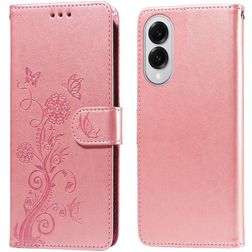 Mobigear Flowers Samsung Galaxy S25 Edge Hülle Klapphülle Geldbörse - Roségold