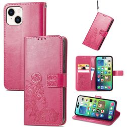Mobigear Clover iPhone 15 Hülle Klapphülle Geldbörse - Magenta