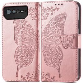 Mobigear Butterfly ASUS ROG Phone 6 Hülle Klapphülle Geldbörse - Roségold