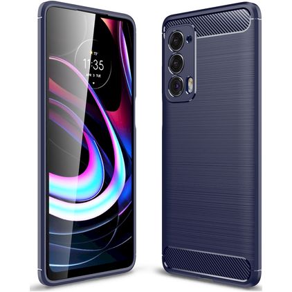 Mobigear Brushed Slim Motorola Edge (2021) TPU (flexibel) Backcover - Marineblau