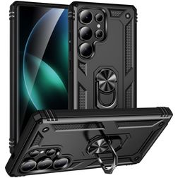 Mobigear Armor ring Samsung Galaxy S25 Ultra Hülle Hardcase Backcover Stoßfest mit Ringhalter - Schwarz