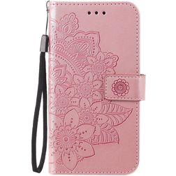 Mobigear Flowers OPPO A54 5G Hülle Klapphülle Geldbörse - Roségold