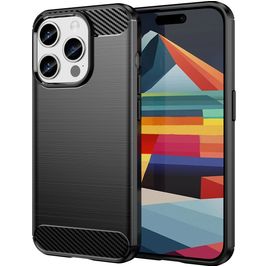 Mobigear Brushed Slim iPhone 15 Pro Hülle Flexibles TPU Backcover - Schwarz