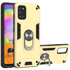 Mobigear Armor Ring Samsung Galaxy A31 Hülle Hardcase Backcover Stoßfest mit Ringhalter - Gold