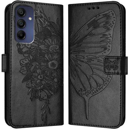 Mobigear Butterfly Samsung Galaxy A16 Hülle Klapphülle Geldbörse - Schwarz