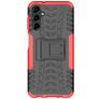 Mobigear Tire Samsung Galaxy A14 Hülle Hardcase Backcover Stoßfest mit Ständer - Schwarz / Rot