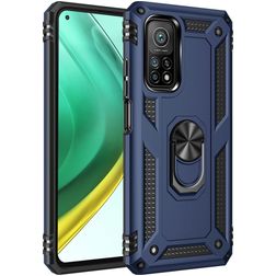 Mobigear Armor Ring Xiaomi Mi 10T Hülle Hardcase Backcover Stoßfest mit Ringhalter - Blau