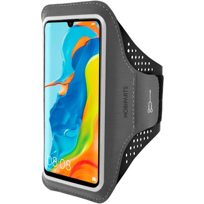 Mobiparts Comfort Fit Handyhalterung Joggen Huawei P30 Lite Sporthülle Neopren Sportarmband - Schwarz