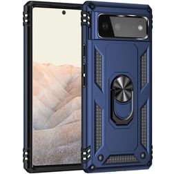 Mobigear Armor Ring Google Pixel 6 Hülle Hardcase Backcover Stoßfest mit Ringhalter - Blau