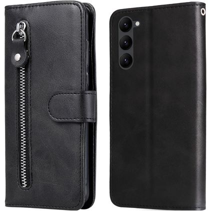 Mobigear Zipper Samsung Galaxy S23 Plus Hülle Klapphülle Geldbörse - Schwarz