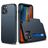 Mobigear Card iPhone 12 Pro Hülle Hardcase Backcover Stoßfest mit Kartenhalter - Dunkelblau