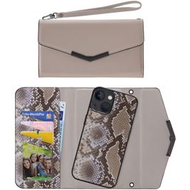 Mobilize Elegant Magnet iPhone 13 Mini Hülle Abnehmbare 2in1 Clutch - Beige Snake