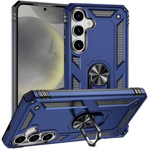Mobigear Armor ring Samsung Galaxy S25 Hülle Hardcase Backcover Stoßfest mit Ringhalter - Blau