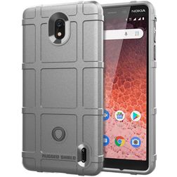 Mobigear Rugged Shield Nokia 1 Plus Hülle Flexibles TPU Backcover Stoßfest - Grau