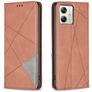 Mobigear Rhombus Slim Motorola Moto G54 Hülle Klapphülle - Braun