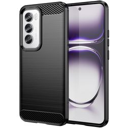 Mobigear Brushed Slim OPPO Reno 12 Pro Hülle Flexibles TPU Backcover - Schwarz