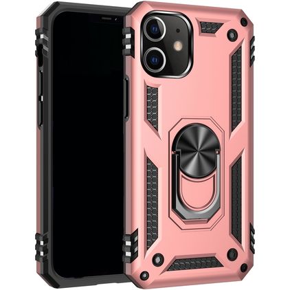 Mobigear Armor Ring iPhone 12 Pro Hülle Hardcase Backcover Stoßfest mit Ringhalter - Roségold