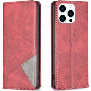 Mobigear Rhombus Slim iPhone 15 Pro Hülle Klapphülle - Rot