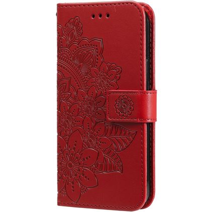 Mobigear Flowers POCO F4 Hülle Klapphülle Geldbörse - Rot