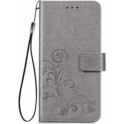Mobigear Clover Motorola One Fusion Plus Hülle Klapphülle Geldbörse - Grau