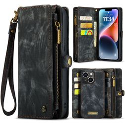 Caseme 008 iPhone 14 Hülle Abnehmbare 2in1 Klapphülle Geldbörse - Schwarz
