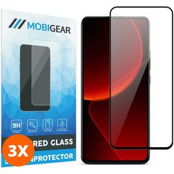 Mobigear Premium Xiaomi 13T Panzerglas Gehärtetes Glas Displayschutz - Hüllenfreundlich - Schwarz (3er Pack)