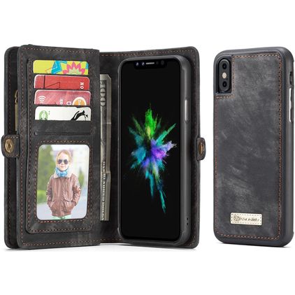 Caseme 008 iPhone XS Hülle Abnehmbare 2in1 Klapphülle Geldbörse - Schwarz