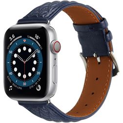 Mobigear Genova Leder Apple Watch Armband Dornschließe - 49/46/45/44 mm - Dunkelblau